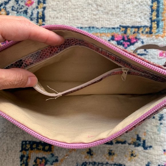 Cecconi P Genuine Leather Pink Snake Skin Clutch - Picture 6 of 6